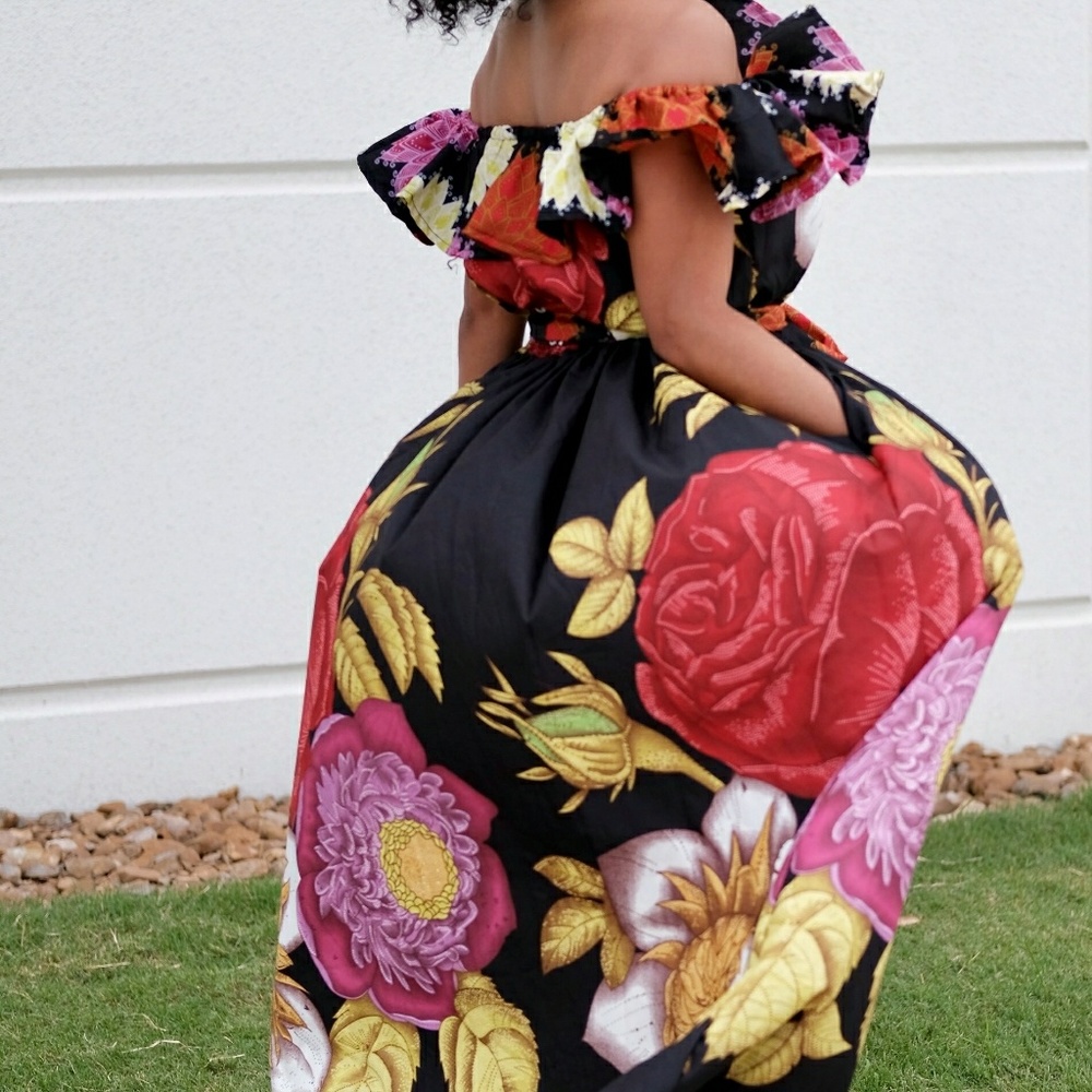 Women African print fill length maxi dress - Picture 2 of 5